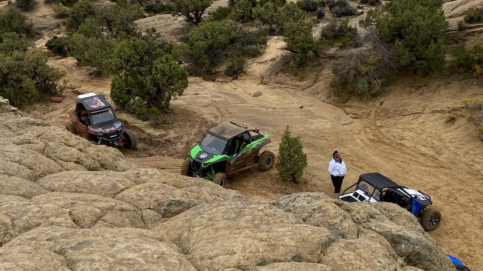 Trail riding through Utah backcountry on Kawasaki KRX 1000